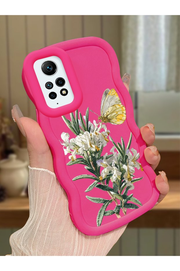 Redmi Note 12 Pro 4g Compatible Case with Camera Protector Red Silicone Couple Phone Case Butterfly Pattern