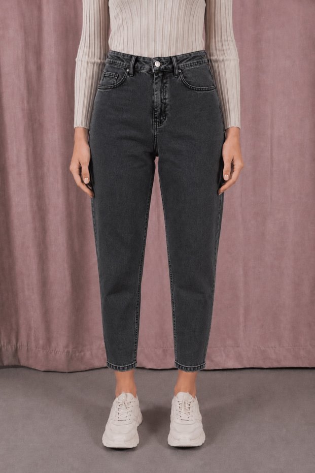 Women's Mom Jean Black Smoked Karyıkama High Waist Daily Wear Comfortable Women's Denim Trousers New Season (2026)