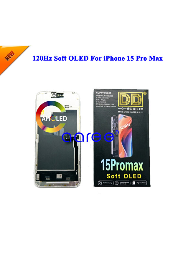 شاشة عرض OLED ناعمة بتردد 120 هرتز من DD Brand، شاشة LCD ناعمة بتردد 120 هرتز لهاتف iPhone 15 Pro Max، شاشة LCD تعمل باللمس.