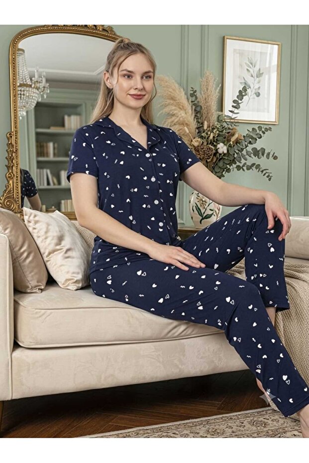 Kisakol Jacket Collar Pajama Set