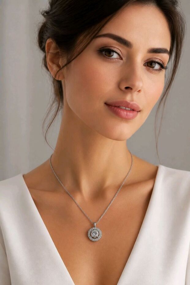 Luxurious Figured Statement Necklace with Zircon Stones