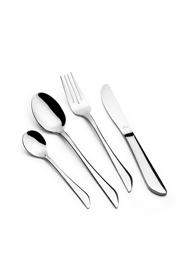 26-Piece Shiny Silver Cutlery Set with Stand – Premium 18/10 Stainless Steel Flatware | Mirror-Polished Luxury Tableware