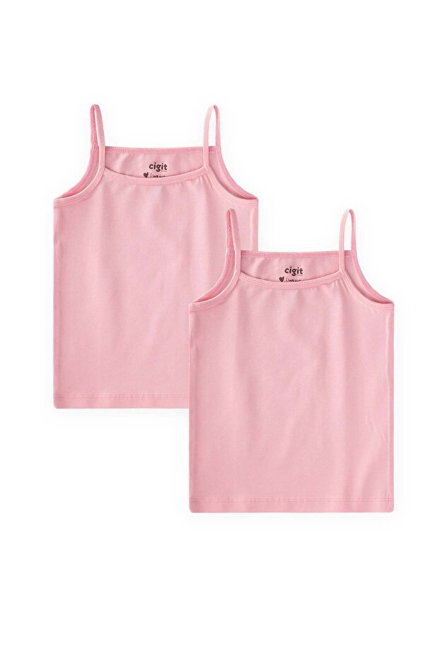 Girls' Tank Top with Double Straps 2-11 Years Pink
