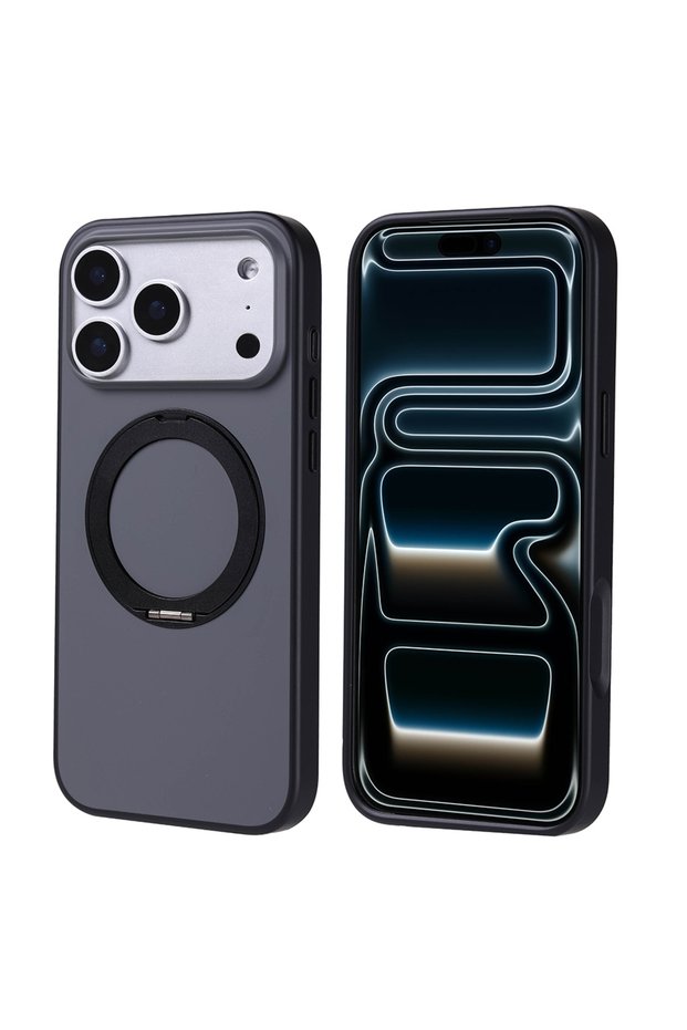 iPhone 17 Pro Max Case with 360 Degree Rotating Stand Magsafe Camera Raised Silicone Tkng