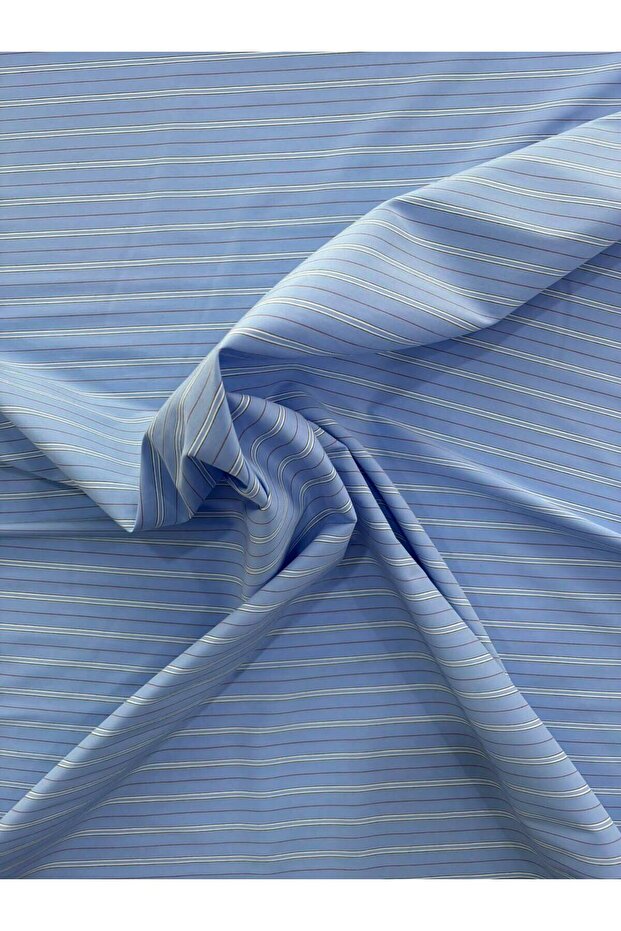 Fabric Cotton Shirt Tunic Trousers Blue Striped