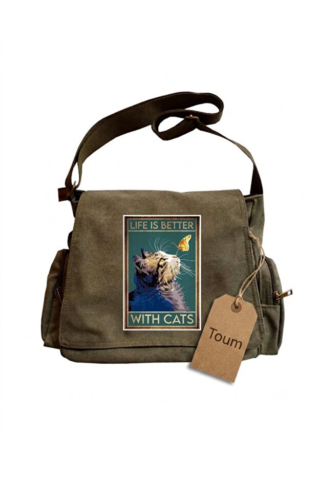 Aesthetic Animal Art Printed Unisex Green Messenger Bag