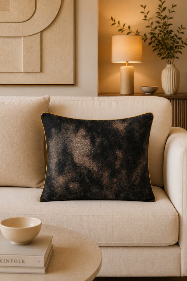 Jacquard Cushion Cover with Abstract Patterned Ribbing
