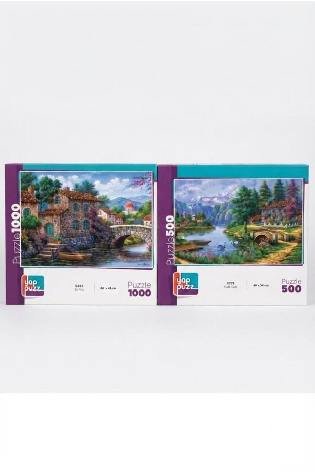 Waterway and Swan Lake Double Set - 1000 + 500 Piece Double Puzzle Set