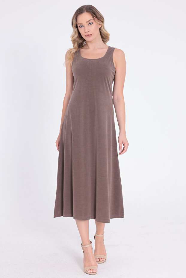 Sleeveless Skirt Bell Model Pique Modal Dress
