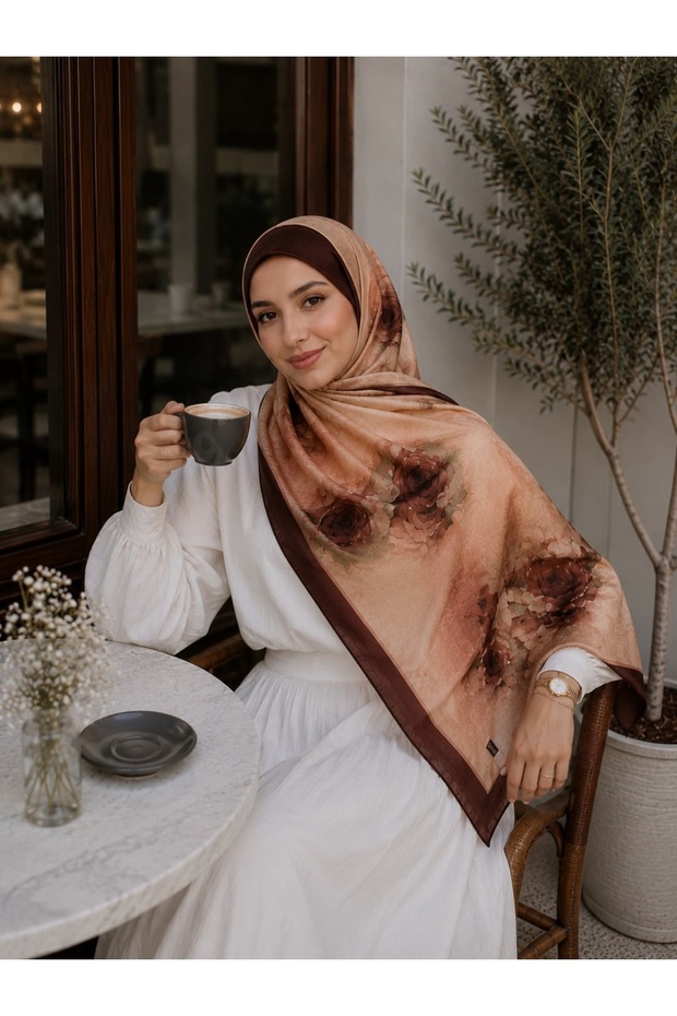 Premium Bamboo Cotton Shawl with Pattern | Soft Textured | Daily and Special Occasion Use Beige Coffee