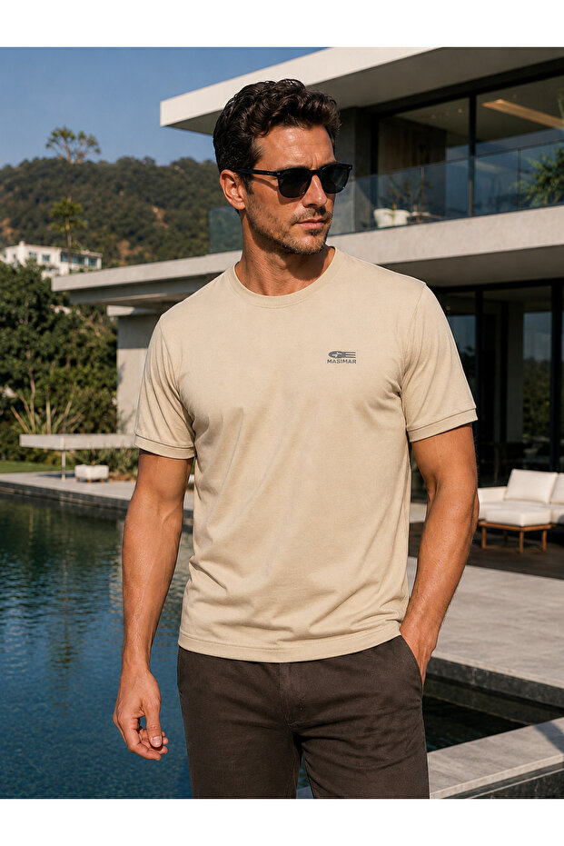 Men's Ribbed Flexible Sports 60/1 Fabric T-Shirt