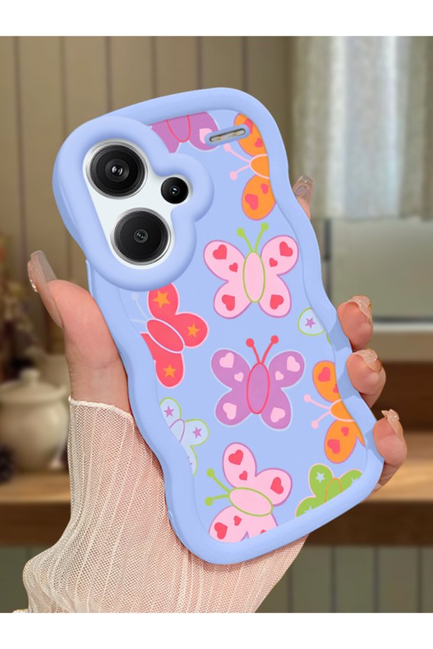 Redmi Note 13 Pro Plus 5g Compatible Case with Camera Protector Blue Silicone Couple Phone Case Butterfly Pattern