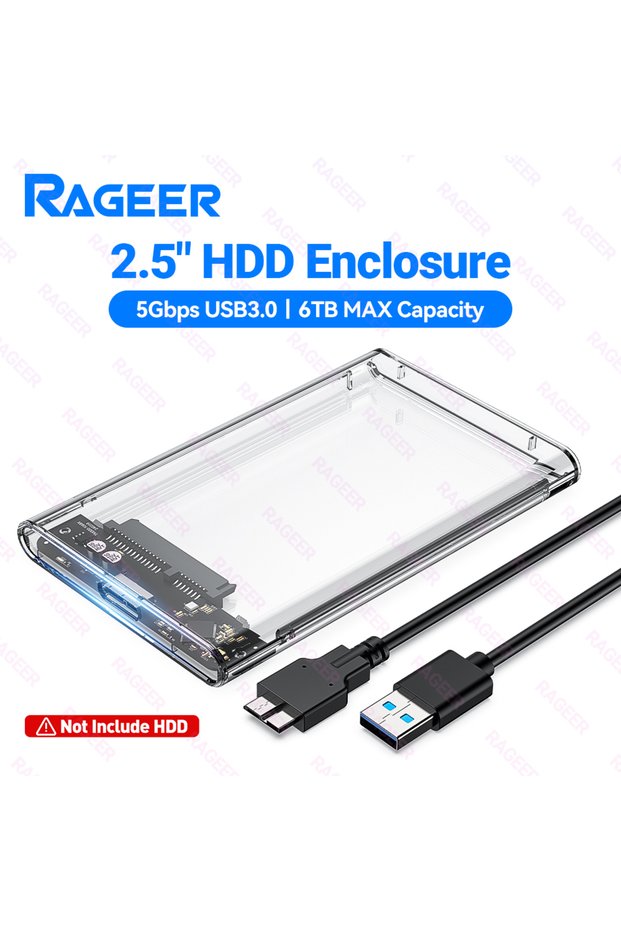 SATA SATA RAGEER 2.5 Inch External Hard Drive 5Gbps Tool Free Transparent Enclosure-Fast Micro-B to