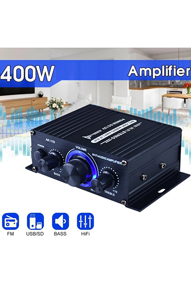 AK170 NO Bluetooth AK-380 800W Home Car Power Amplifier 2 Channel Bluetooth 5.0 Audio Digital Amplif