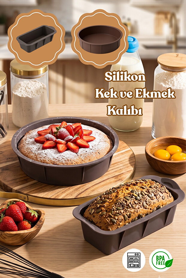 2-Piece Silicone Bread Mold Cake Mold Set Anthracite