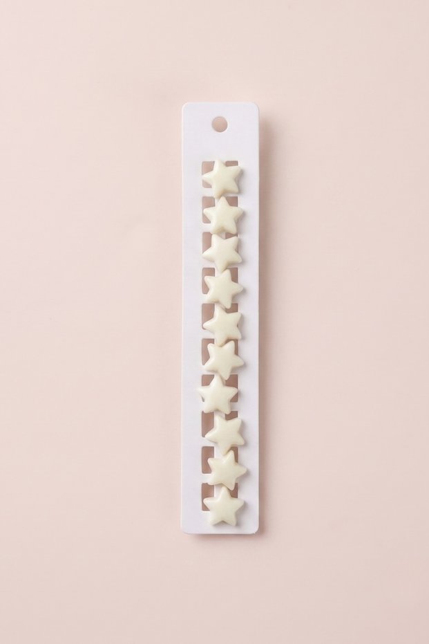 Set of 10 Girls' Hair Clips with White Star Figures