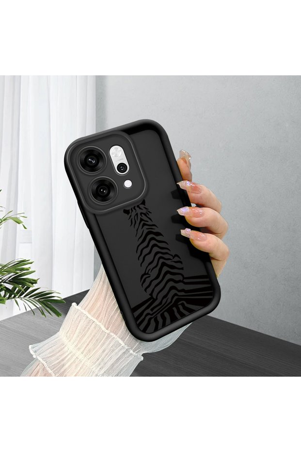 Oppo Reno14 Pro Compatible Black Silicone Case with Shockproof Camera Protection
