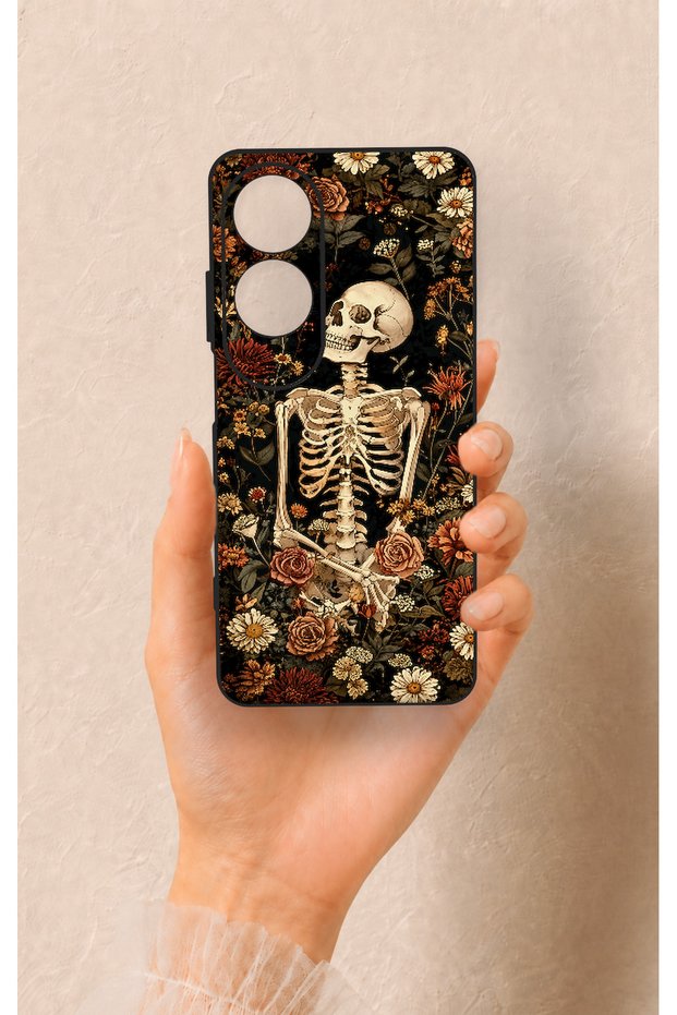 Oppo A60 Compatible Flower Skeleton Pattern Silicone Case
