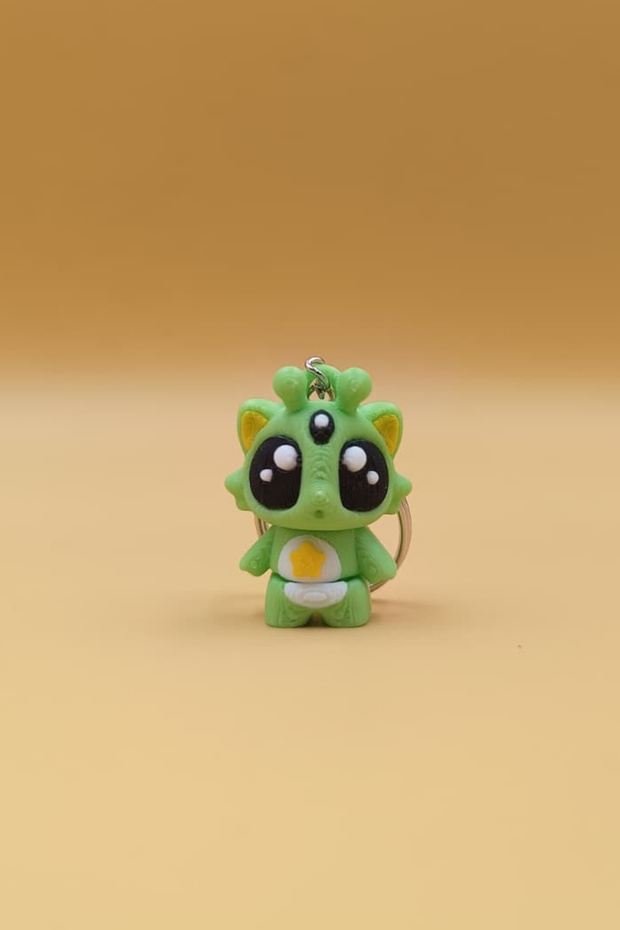 Movable Three-Eyed Alien Figure Keychain Bag Ornament Charm
