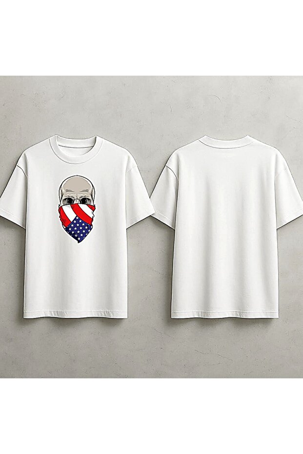American Flag Bandana Dry White Printed Tshirt