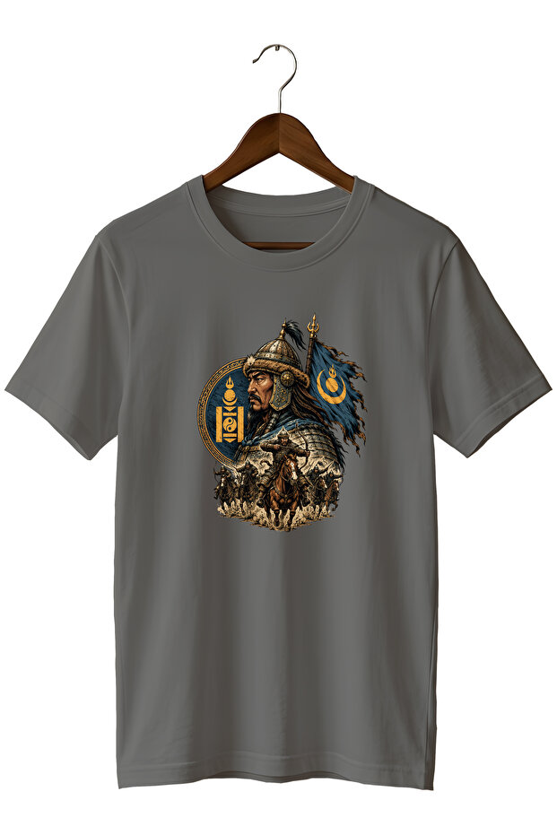 Mongolian Empire Warrior Printed Unisex T-Shirt – Horse-Armed Army and Steppe-Themed Design