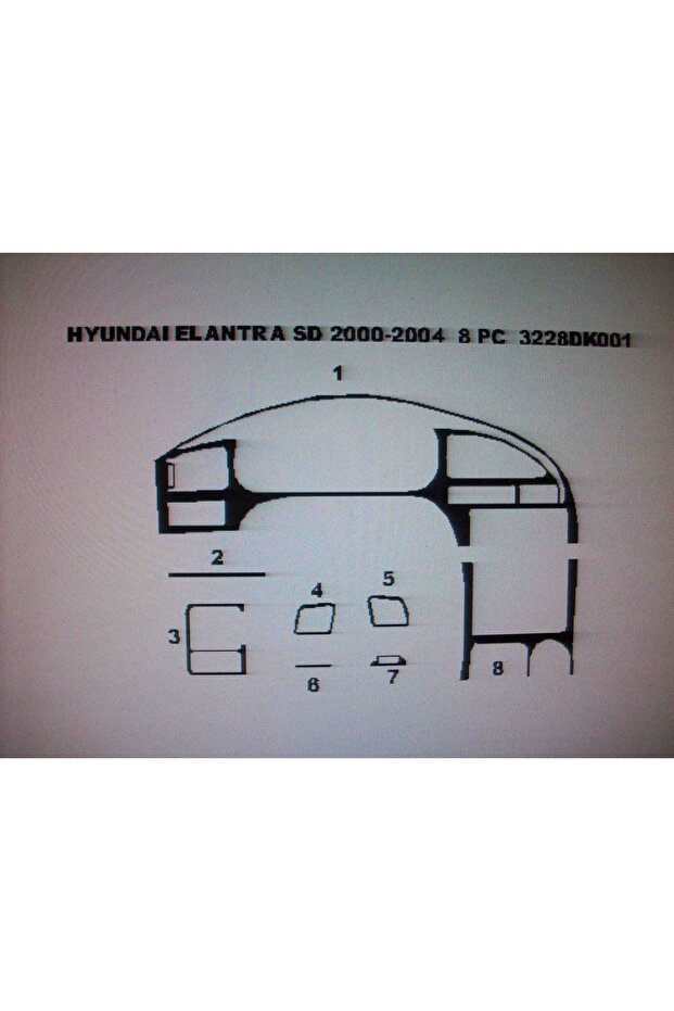 Hyundai elantra 2000-2004 8-piece dashboard trim (piano black)