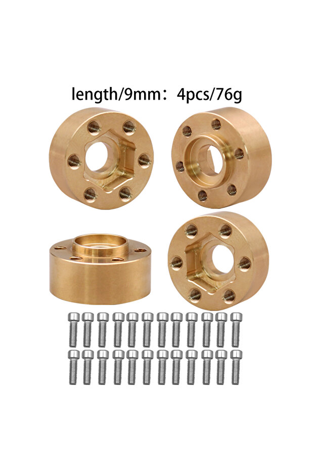 C 4pcs 9MM Brass Weights 12mm Wheel Hex Hub Widen Adapter for 1/10 RC Crawler 1.9 2.2Inch Wheels Rim