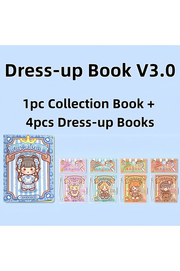 V3.0 5Pcs Mini Dress-Up Sticker Book, Dress-Up Book for Girls and Children, DIY Toy No-Cut Mini Dres
