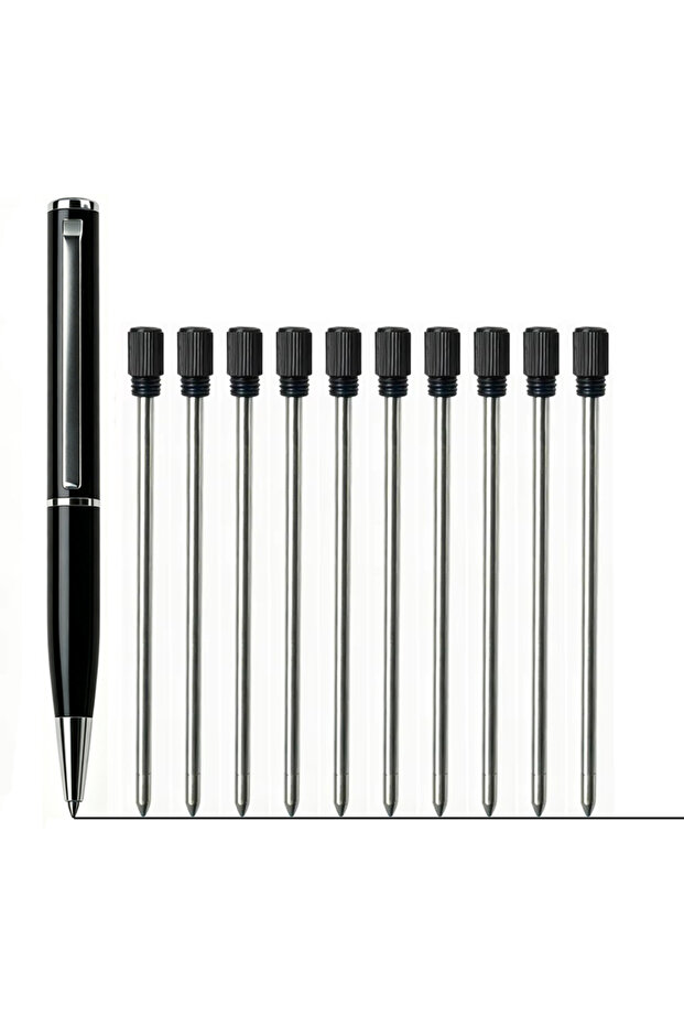Black Refill Compact Retractable Twist Ballpoint Pen Mini Pocket-Sized Metal Ballpen with Black Blue