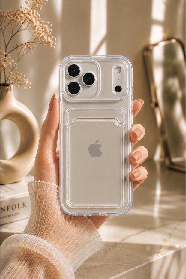 iPhone 17 Pro Camera Protected Transparent Case with Wallet