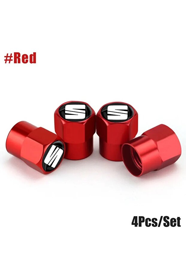 Seat Black Logo Aluminum Cover 4 Pieces Valve Cover (Red)