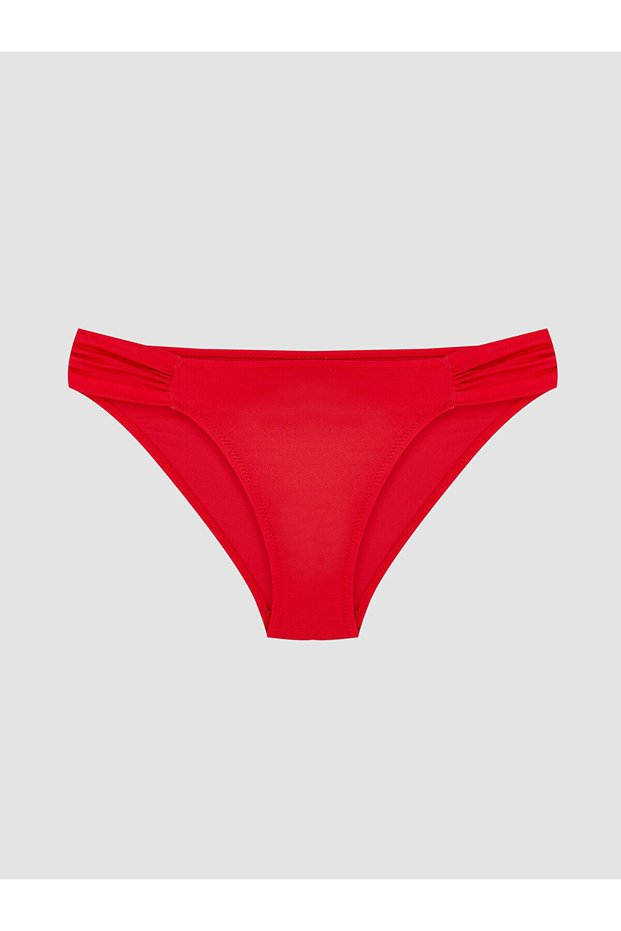 Lcw Dream Red Ruched Women's Bikini Bottom