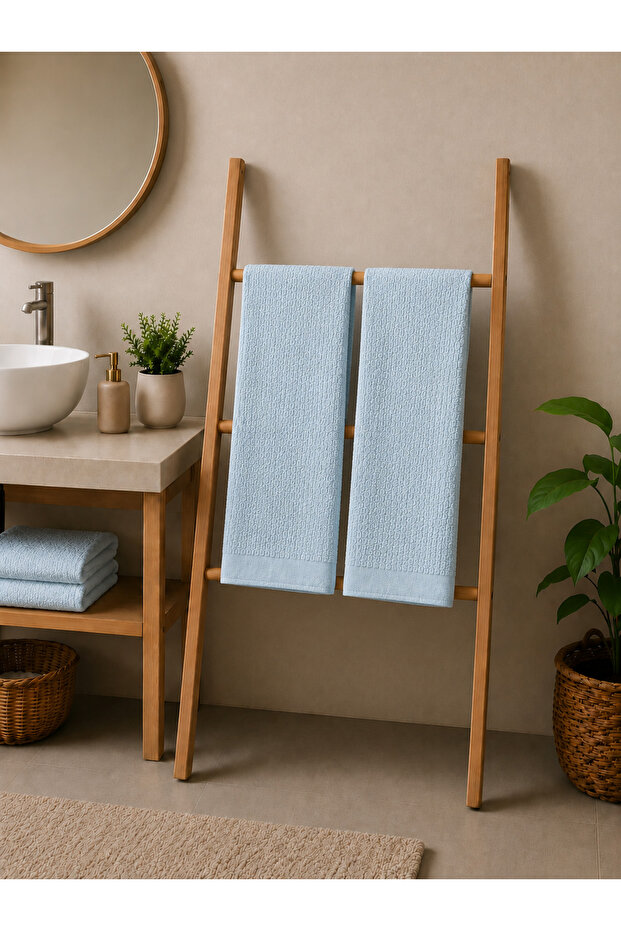 2-Pack 100% Cotton Bath Towel Honeycomb Baby Blue (70X135 cm)