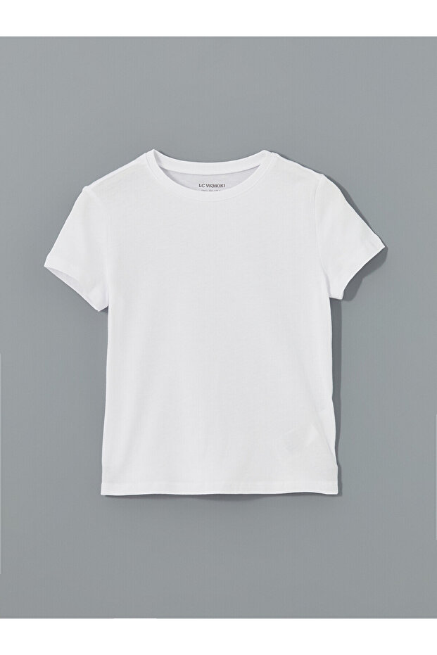 Nevavm Oval Collar Plain Combed Cotton Girls' T-Shirt with a Difference