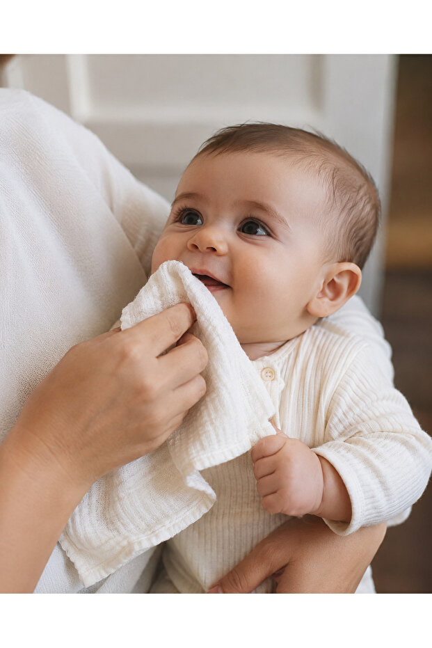 Baby Mouth Wiping Cloth 8 Pieces 24X24 cm Muslin – 100% Cotton, Soft Textured, Quick Drying