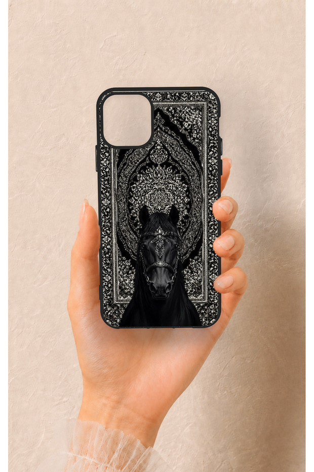 iPhone 11 Pro Max Compatible Ethnic Horse Figure Patterned Silicone Case