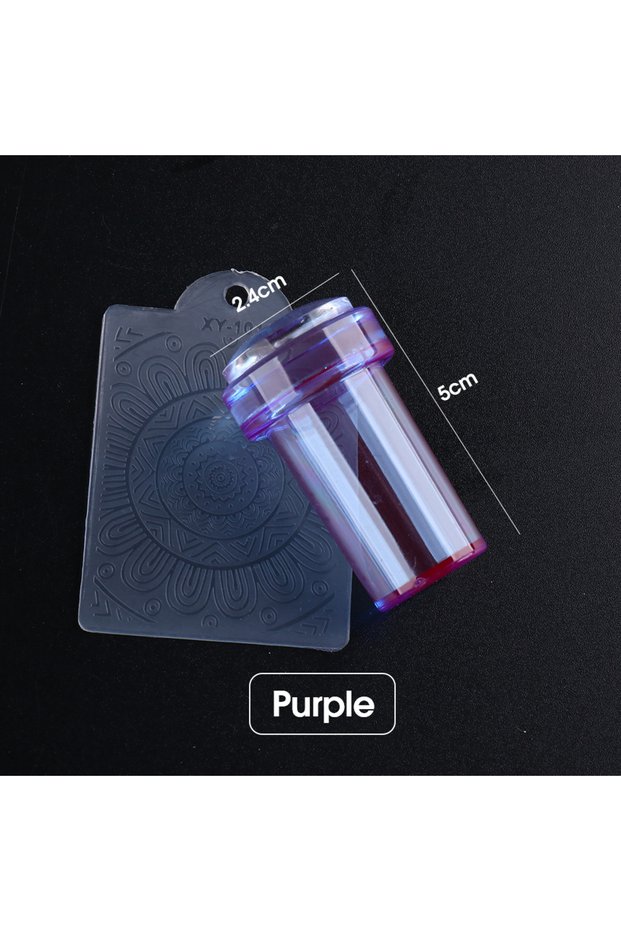 1988-Purple 1pc Transparent Silicone Nail Art Stamping Kit French Design For Manicure Plate Stamp Po