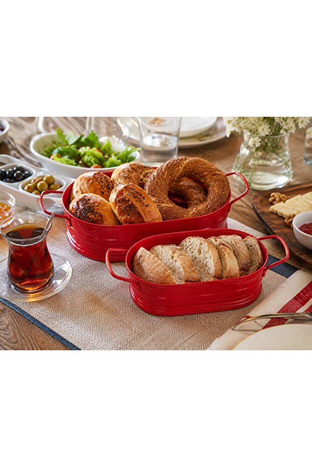 Service Set, Galvanized Metal 2-Piece Serving Bowl, Bread Bowl, Breakfast Presentation, Kitchen Organizer