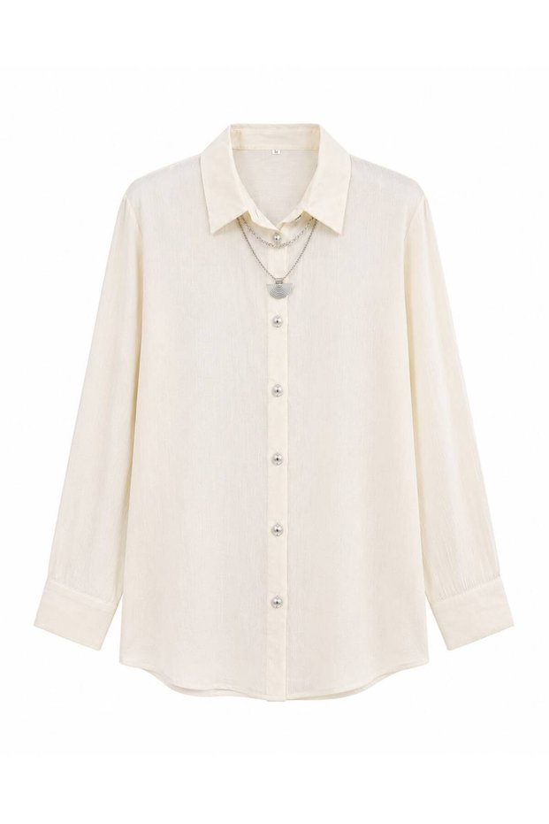 Women's Black Collar Detailed Long Sleeve Buttoned Shirt