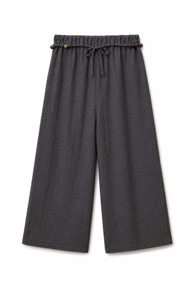 Girl's Cotton Wrinkled Fabric Pants 6-14 Years Old Smoked