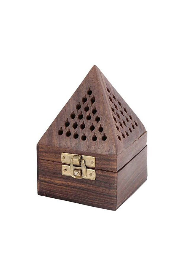 Pyramid Shaped Wooden Bakhoor Brown 7.5x12cm