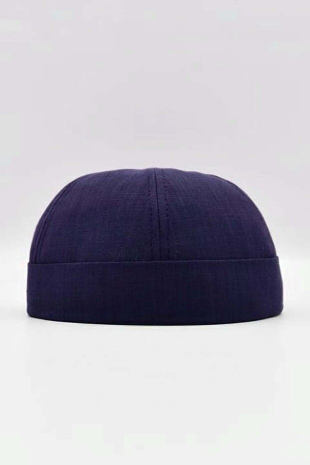 Navy Blue Linen Summer Cap Docker Hat