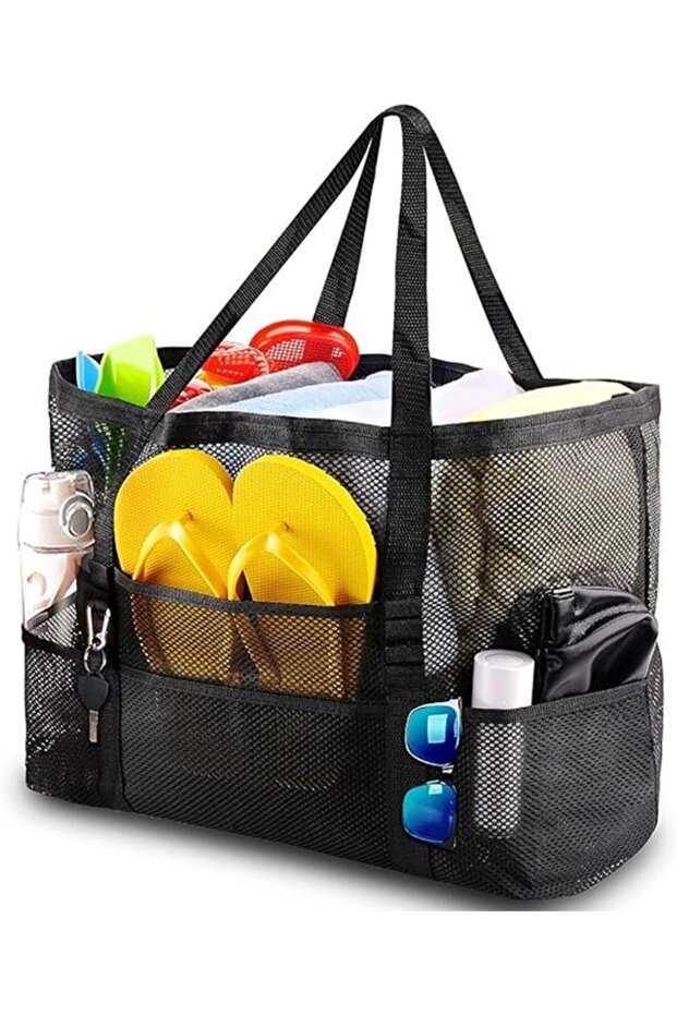Large Mesh Beach Shoulder Bag, Multifunctional Storage Pouch for Swimwear & Toys