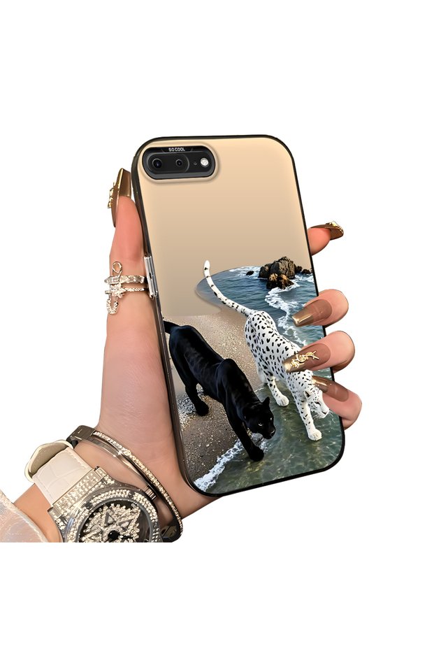 iPhone 7 Plus/8 Plus Compatible Hard Acrylic Back Silicone Edge Lens Protection Case