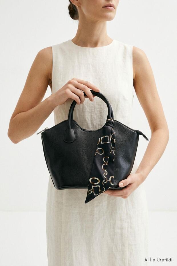 Scarf Detailed Handbag 9344 Black