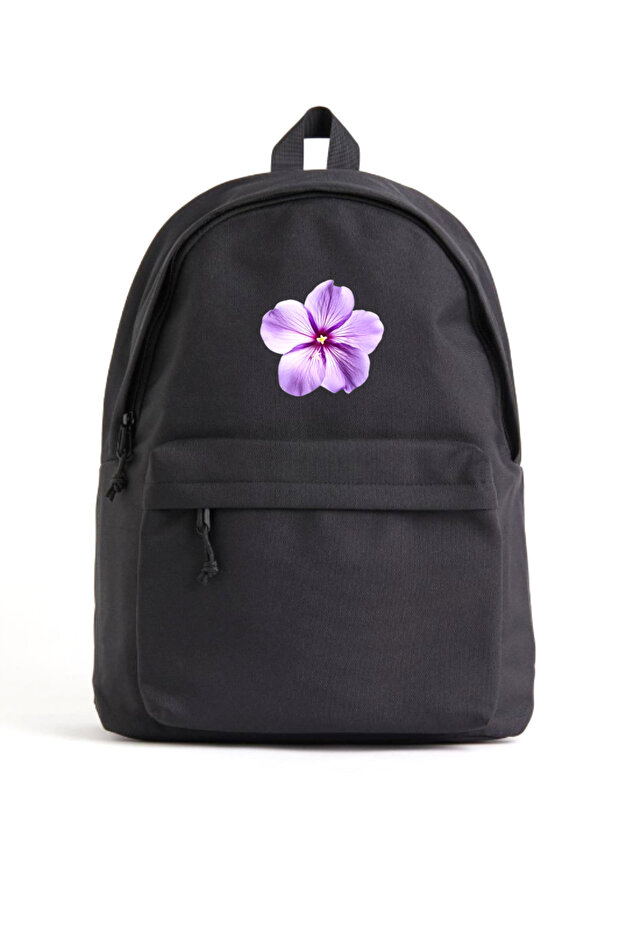 حقيبة ظهر سوداء للجنسين من Purple Flowers School، مناسبة للمدرسة والدروس والدورات والدريسية.
