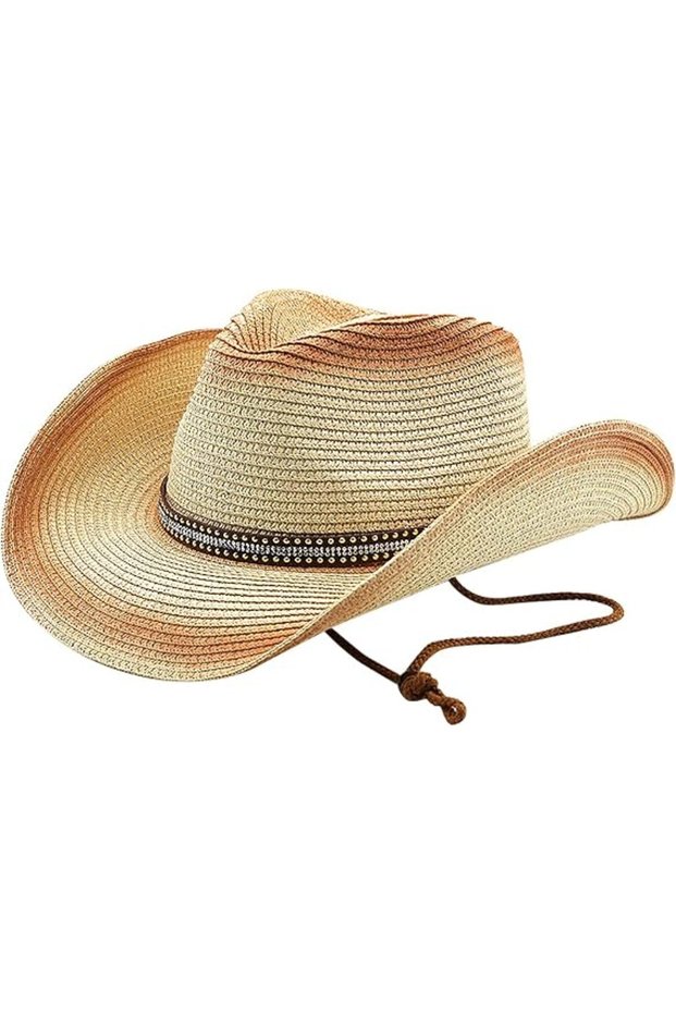 Cowboy hat, Western straw hat, unisex, foldable, wide-brimmed, UV-protective hat for adults, men and women, outdoor, beach.