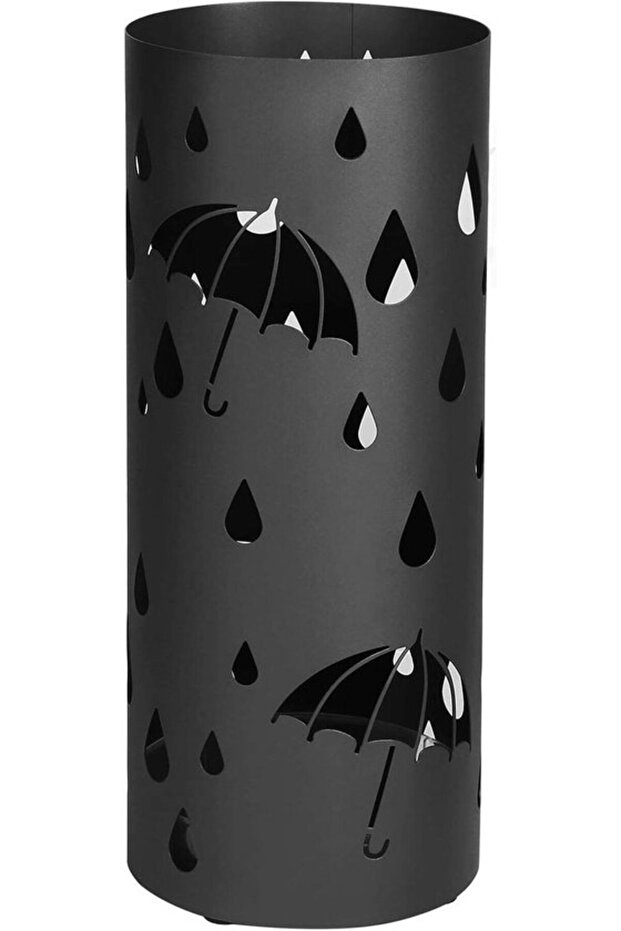 Metal parasol stand - round parasol stand with hooks - removable - black - 49 x Ø 195 cm