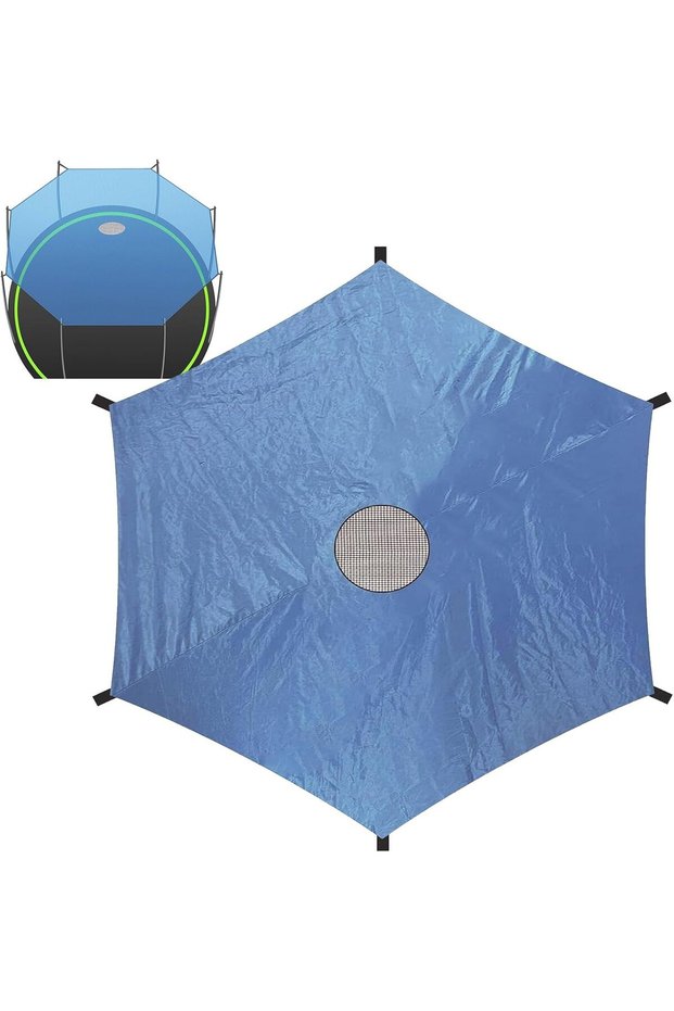 Outdoor trampoline sunshade suitable for 10-foot 6-bar trampolines, sun-protective, UV-protective, and waterproof trampoline top cover.