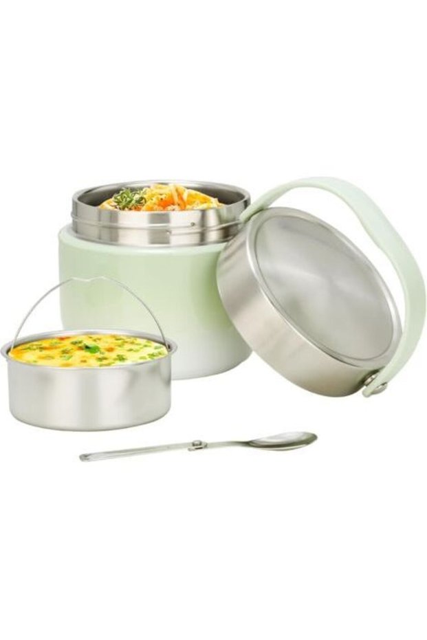 Kids' insulated lunch box, 1.2L stainless steel, leak-proof, BPA-free, comes with a spoon - suitable for work, outdoor, and school use.